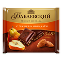 Chocolate bars "Бабаевский" темный с грушей и миндалем квадратная форма 1/70gr 20pc 4blocks/80pc/case /Uniconf 01/  02_01_0336