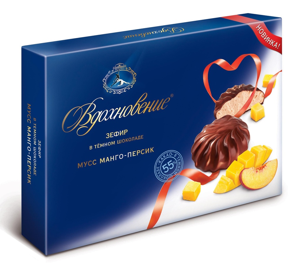 Marshmallow Зефир "Вдохновение" в темном шоколаде Мусc Манго Персик 1/200gr 6pc /Uniconf 01/  08_01_0240