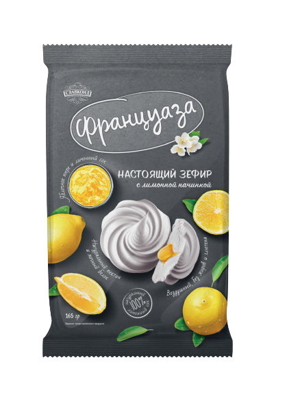 Chocolate sweets Зефир "Француаза" с начинкой лимон 1/165gr 13pc /Tverskoy Konditer 13/   08_13_0021