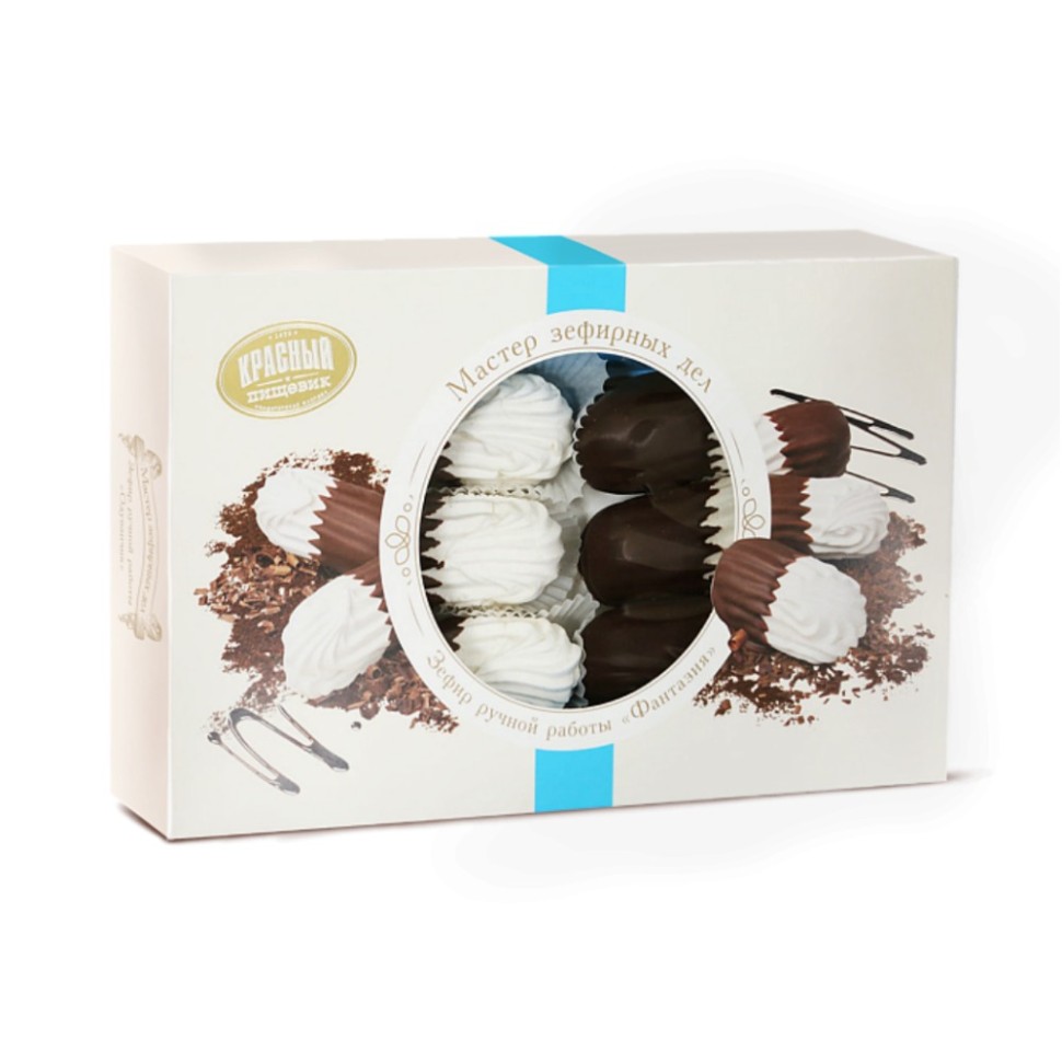 Marshmallow Зефир "Фантазия" "Мастер зефирных дел" коробка 1/300gr 6pc /Krasny pischevik 44/ 08_44_0270