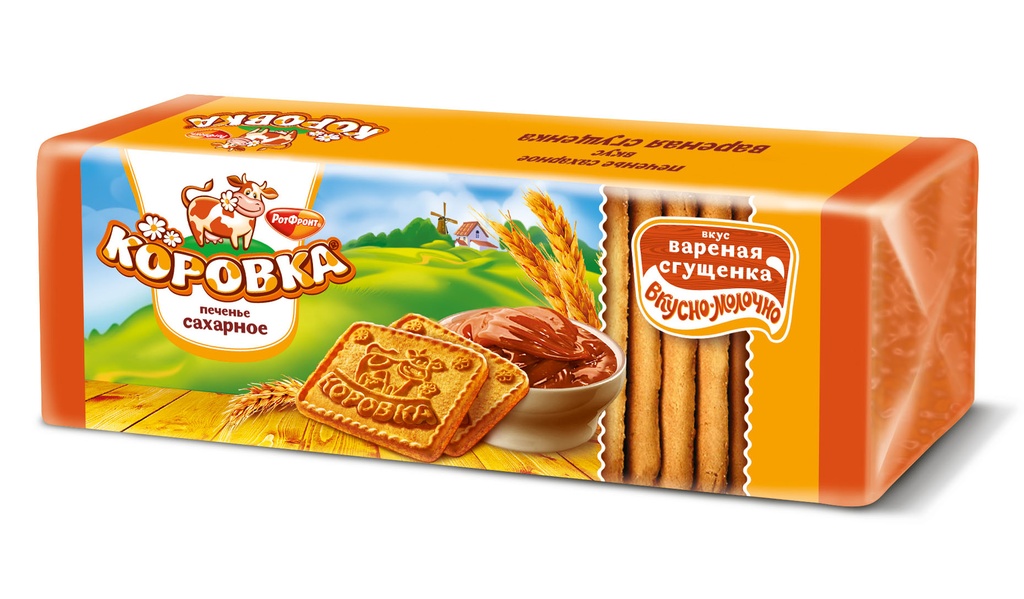 Cookies Biscuits Печенье "Коровка"  с Вареной сгущенкой 1/280gr 24рс /Uniconf 01/  09_01_0062