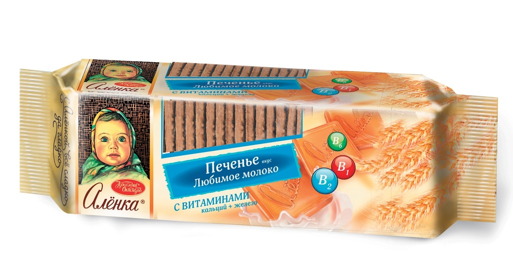 Cookies Biscuits Печенье "Аленка" вкус любимое молоко 1/190gr 15рс /Uniconf 01/  09_01_0070