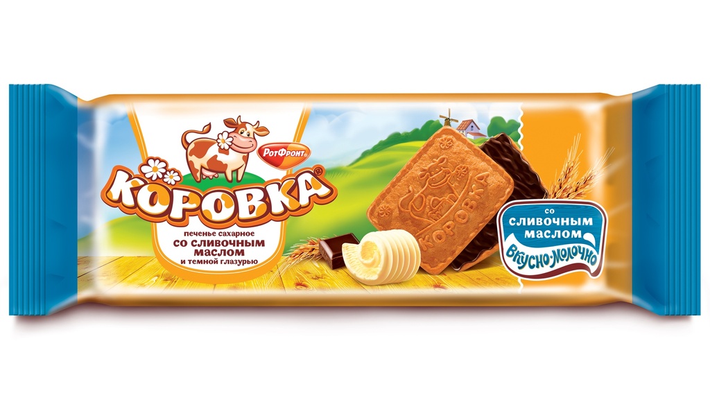 Cookies Biscuits Печенье "Коровка" вкус сливочное масло  в шоколадной глазури 1/115gr 30рс /Uniconf 01/  09_01_0091