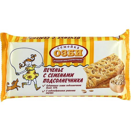 Biscuits 1135 Печенье затяжное с семенами подсолнечника "Семейка ОЗБИ" 1/170gr 10pc /Ostankino 26/  09_26_0010