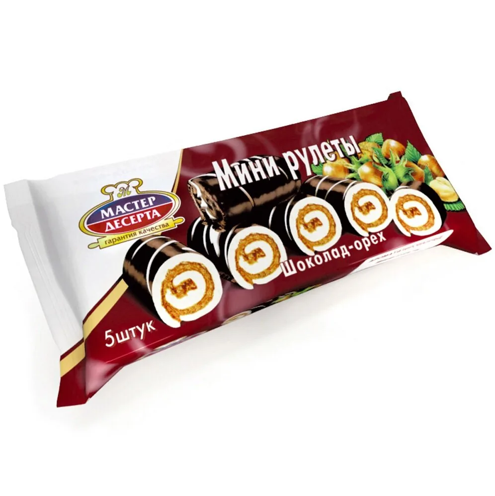 Biscuits Мини-рулеты бисквитные с кремовой и шоколадно-ореховой начинкой  1/175gr 15pc /Ramenskiy Konditerskiy Kombinat 56/   09_56_0011
