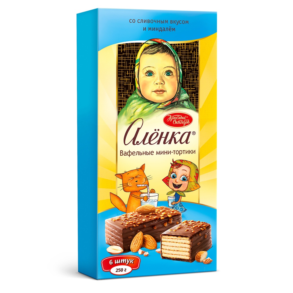Waffer Вафельный торт "Аленка" со сливочным вкусом и миндалем 1/220gr 6pc /Uniconf 01/  10_01_0016