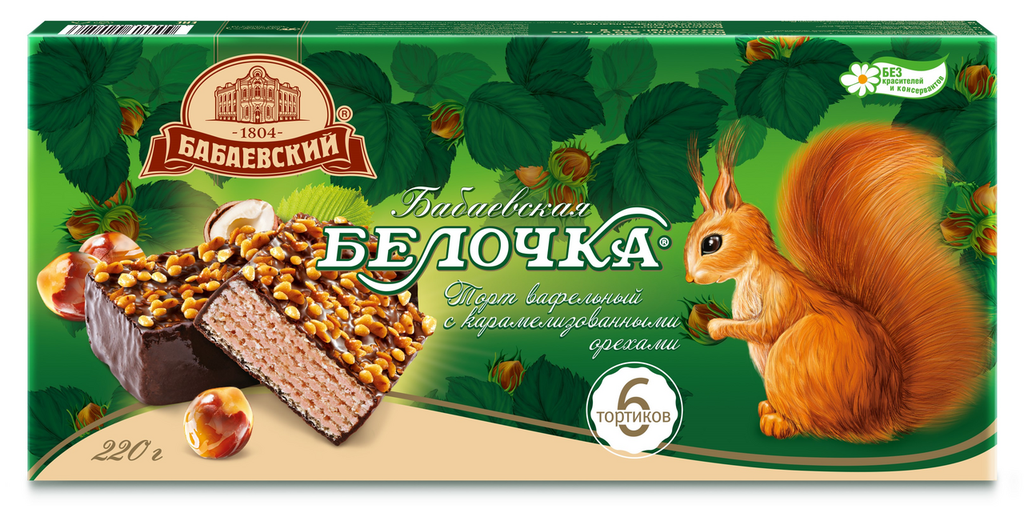 Waffer Вафельный торт "Бабаевская Белочка" 1/220gr 6pc /Uniconf 01/  10_01_0060