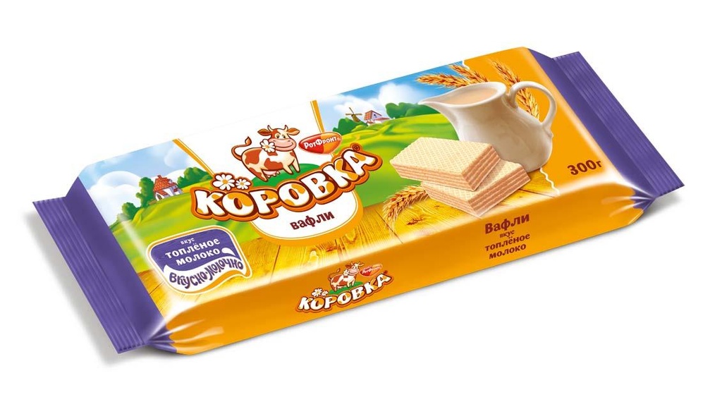 Waffer Вафли "Коровка" топленое молоко с жировой начинкой 1/300gr 11pc /Uniconf 01/  11_01_0035