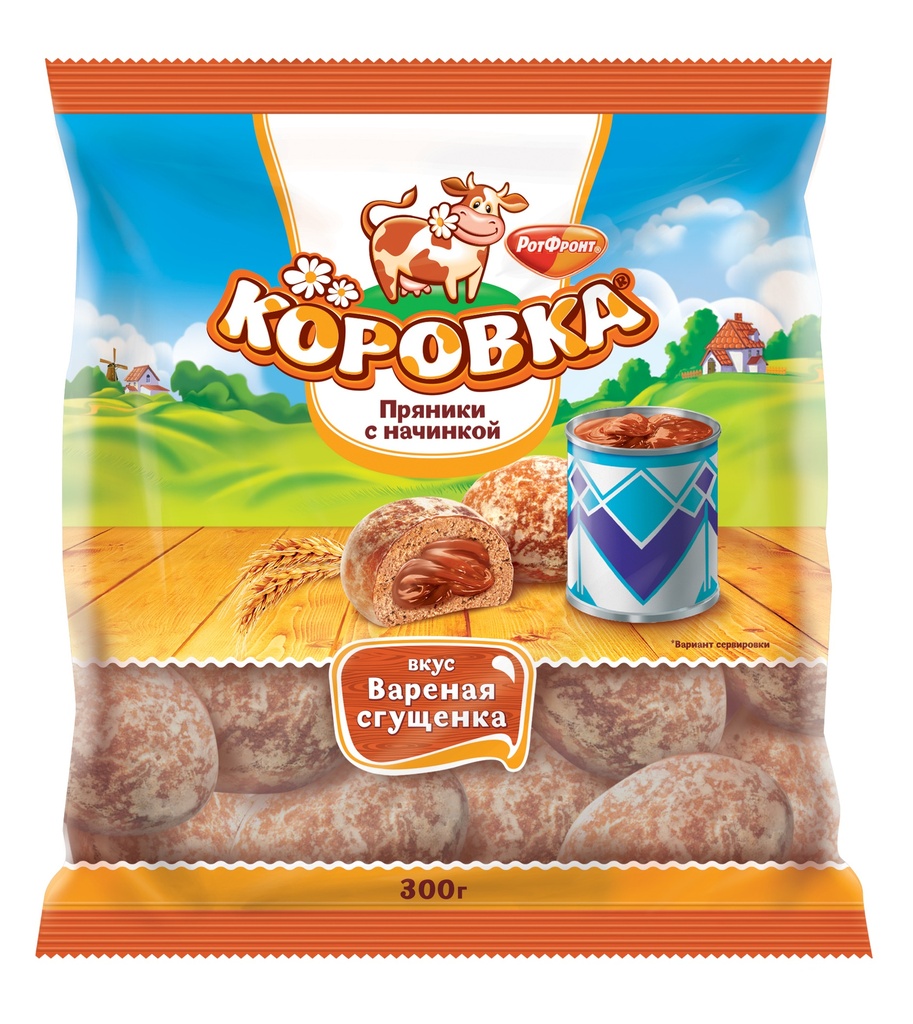Gingerbread Пряник "Коровка" с начинкой вареная сгущенка 1/300gr 16pc /Uniconf 01/  12_01_0010