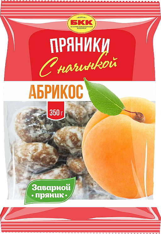 Gingerbread Пряник "БКК" сахарные Абрикосовая начинка 1/350gr 15pc /BKK 57/  12_57_0010