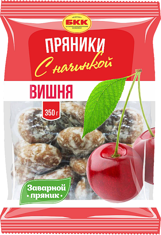 Gingerbread Пряник "БКК" сахарные Вишневая начинка 1/350gr 15pc /BKK 57/  12_57_0012