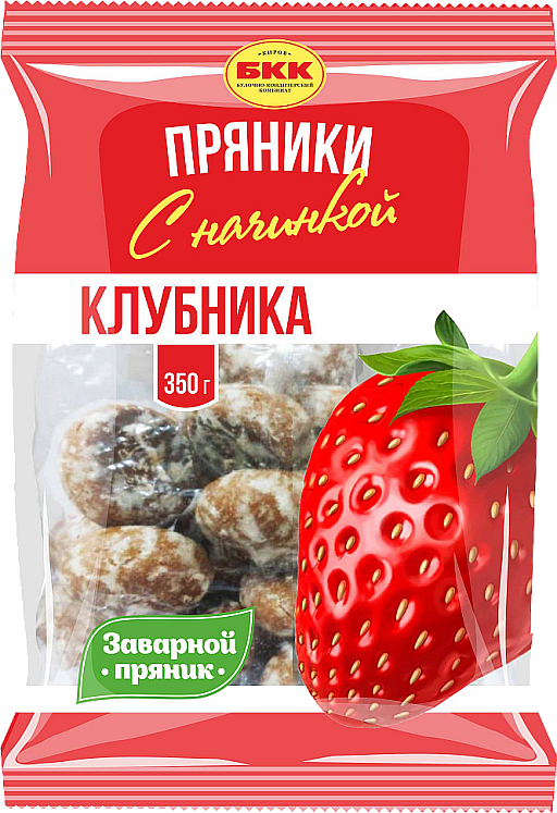 Gingerbread Пряник "БКК" сахарные Клубничная начинка 1/350gr 15pc /BKK 57/  12_57_0013