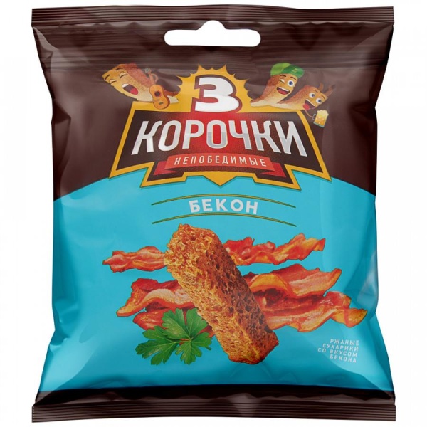 Mini-toasts ПС180 Сухарики "3 Корочки" c бекон 1/100gr 25pc /KDV 22/  14_22_0071