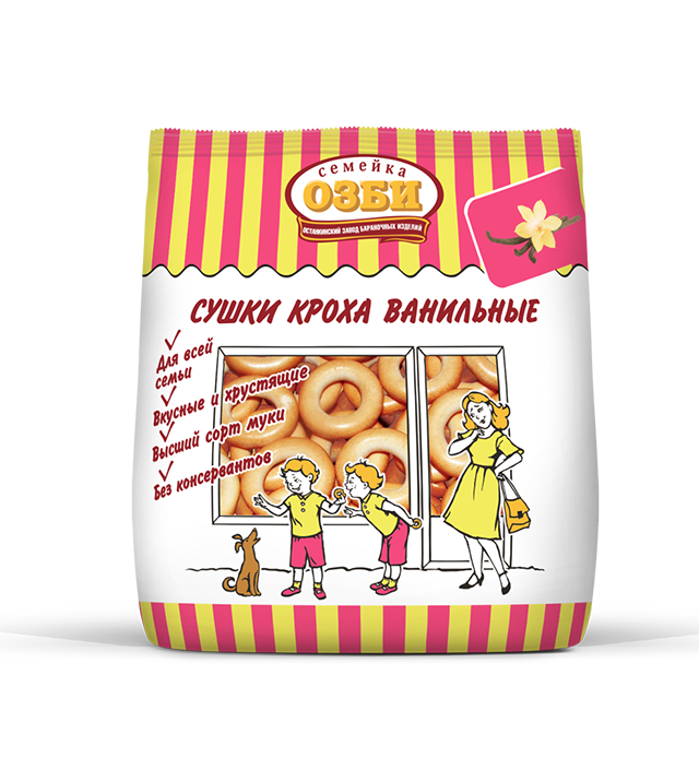 Dry bread rings 278 Сушка "Семейка" "Кроха" ванильные 1/200gr 33рс /Ostankino 26/  16_26_0011