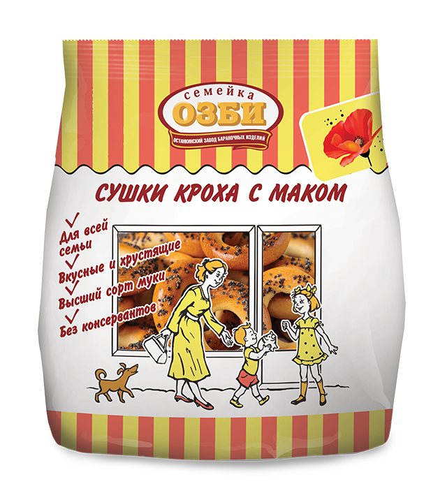 Dry bread rings 276 Сушка "Семейка"  "Кроха" с маком 1/200gr 33pc /Ostankino 26/  16_26_0020