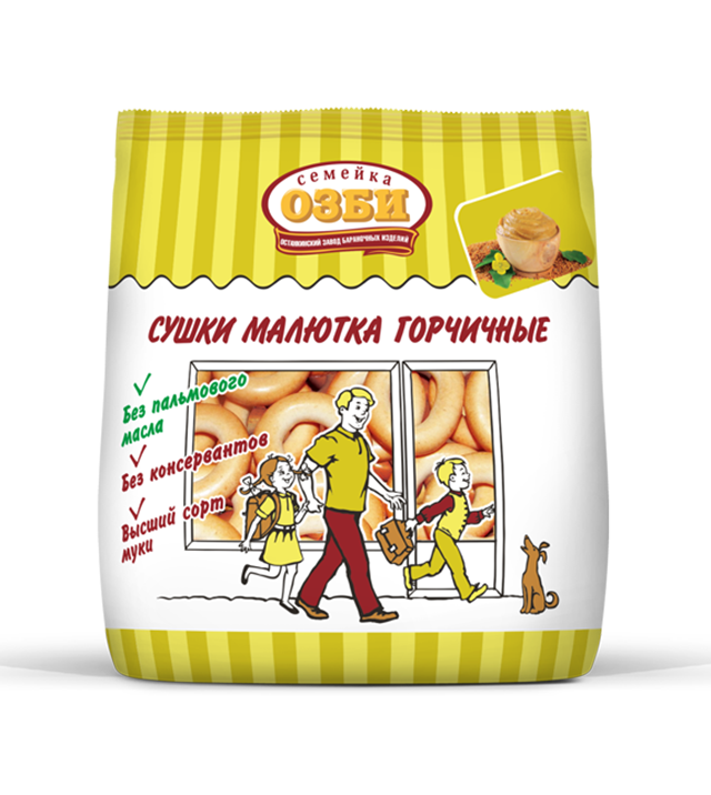 Dry Bread Rings 1095 Сушки "Семейка" "Малютка" горчичные 1/200gr 12pc /Ostankino 26/  16_26_0102
