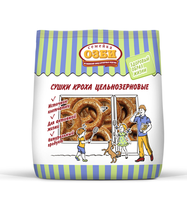 Dry Bread Rings 1109 Сушки "Семейка" "Кроха" цельнозерновые 1/200gr 12pc /Ostankino 26/  16_26_0104