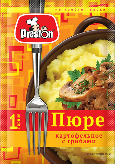 Instant mashed potatoes 39054 Пюре картофельное моментального приготовления с грибами 1/034gr 20pc /Magiya Vostoka 27/   21_27_0070