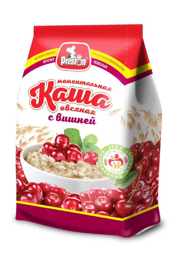 Porridge М58054  Каша овсяная с вишней быстрого приготовления "Preston" 1/160gr 8pc /Magiya Vostoka 27/   21_27_0258