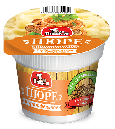 Dried instant food in tray M39060 (стакан) Пюре моментального приготовления с жареным луком и сухариками "Preston" 1/40gr 20pc /Magiya Vostoka 27/   21_27_0281