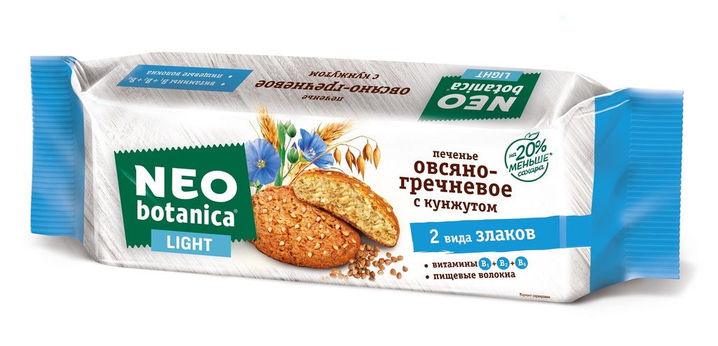 Cookies Biscuits Neo-botanica печенье Овсянно-Гречневое с кунжутом 1/280gr 15pc /Uniconf 01/  09_01_0174