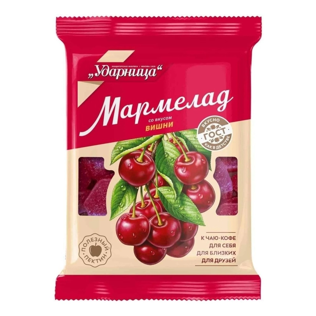 Fruit Jelly Sweets with Cherry Natural Flavor Фруктовый Мармелад на основе натуральной Вишни 1/275gr 12pc /Udarnitsa 12/  07_12_0024