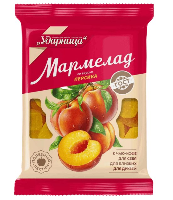 Fruit Jelly Sweets with Peach Flavor,Фруктовый Мармелад на основе натурального Персика 1/275gr 12pc /Udarnitsa 12/  07_12_0025