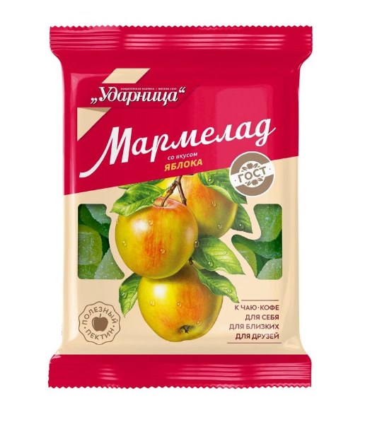 Fruit Jelly Sweets with Apple Flavor,Фруктовый Мармелад на основе натурального Яблока 1/275gr 12pc /Udarnitsa 12/  07_12_0026