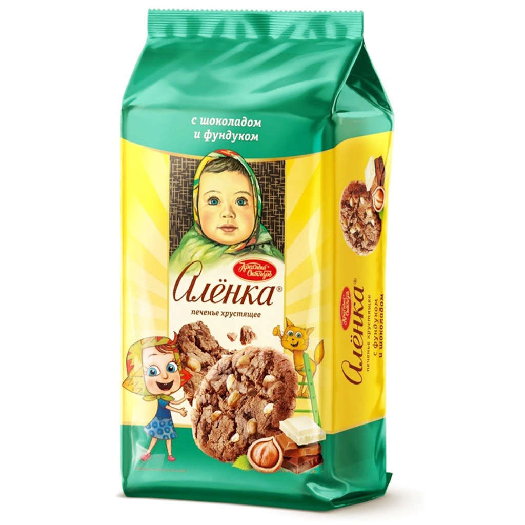 Cookies Печенье "Аленка"сдобное хрустяшее с фундуком и шоколадом 1/136gr 12pc /Uniconf 01/  09_01_0095