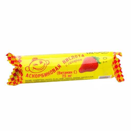 [01_41_0030] Caramel Аскорбиновая конфета со вкусом  клубники 1/025gr 25pc/block 8block/200pc/case /AskoProm 41/  01_41_0030