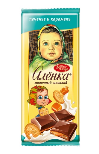[02_01_0172] Chocolate bars "Аленка" шоколад с начинкой карамельной и молочной +печенье 1/87gr 10pc /Uniconf 01/   02_01_0172