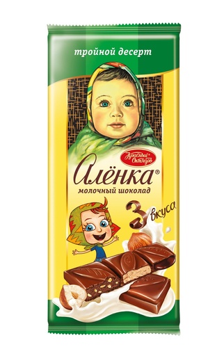 [02_01_0174] Chocolate bars "Аленка" c начинкой тройной десерт 1/85gr 10pc /Uniconf 01/   02_01_0174