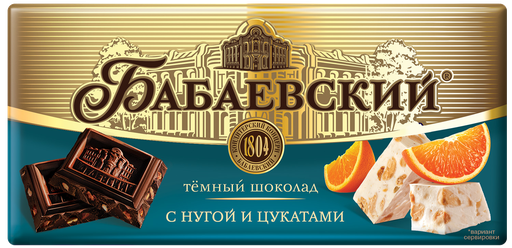 [02_01_0339] Chocolate bar "Бабаевский" темный с нугой и цукатами 1/90gr 17pc 4blocks/68pc/case /Uniconf 01/  02_01_0339