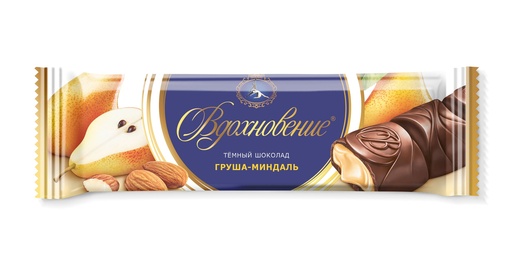 [02_01_0735] Chocolate bars Батончик "Вдохновение" темный с начинкой груша и миндаль 1/41gr 20pc 6blocks/120pc/case /Uniconf 01/  02_01_0735