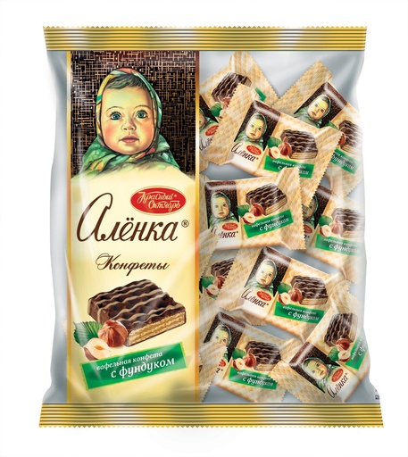 [03_01_0031] Chocolate sweets  "Аленка" вафельная конфета с фундуком 1/250gr 8рс /Uniconf 01/  03_01_0031