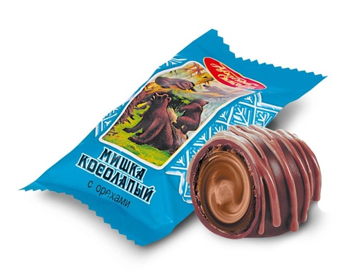 [03_01_0650] Chocolate sweets "Мишка косолапый" с ореховой начинкой (конфеты круглые вафельно-шоколадные) 2kg /Uniconf 01/  03_01_0650