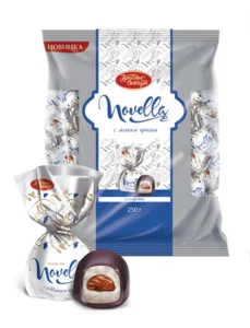 [03_01_0730] Chocolate sweets "Novella" с мягким ирисом (конфеты) 1/250gr 14рс /Uniconf 01/  03_01_0730