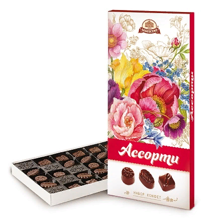[04_01_0020] Chocolate sweet in boxes "Ассорти Новый год" (конфеты) 1/240gr 8pc /Uniconf 01/  04_01_0020