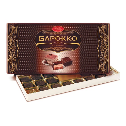 [04_01_0051] Chocolate sweet in boxes  "Барокко" вкус терамису (конфеты) 1/300gr 8pc /Uniconf 01/  04_01_0051