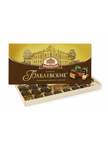 [04_01_0090] Chocolate sweet in boxes "Бабаевские" шоколадное пралине с орехами (конфеты) 1/350 8pc /Uniconf 01/  04_01_0090
