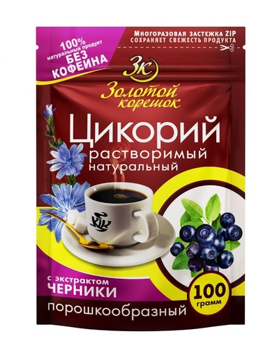 [06_53_0212] Herbes drink Напиток Цикорий жареный с черникой 1/100gr 12pc /Zolotoy Koreshok 53/  06_53_0212