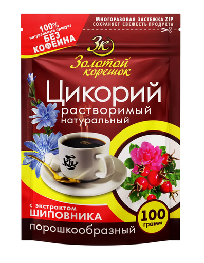 [06_53_0213] Herbes drink Напиток Цикорий жареный с шиповником 1/100gr 12pc /Zolotoy Koreshok 53/  06_53_0213