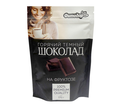 [06_54_0010] Cacao Какао-напиток Горячий шоколад Темный на фруктозе  ZIP 1/170gr 12pc  /Fitodar 54/  06_54_0010