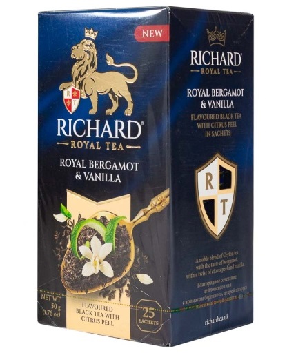 [06_62_0012] Tea Чай черный пакетированный со вкусом бергамота и ванили 1/50gr(25teabags*2gr) 12pc /Richard Tea 62/  06_62_0012