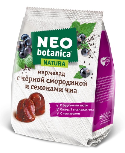 [07_01_0200] Fruit Jelly Мармелад "Neo-botanica" со вкусом черной смородины и семенами чиа 1/200gr 8pc /Uniconf 01/  07_01_0200