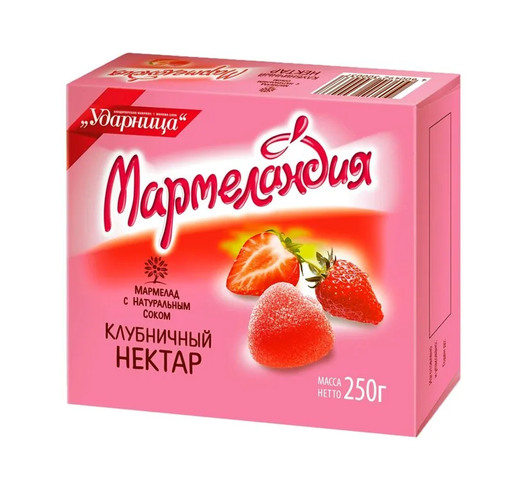 [07_12_0062] Fruit Jelly Мармелад "Клубничный Нектар" "Мармеландия" коробка 1/250gr 18pc /Udarnitsa 12/   07_12_0062