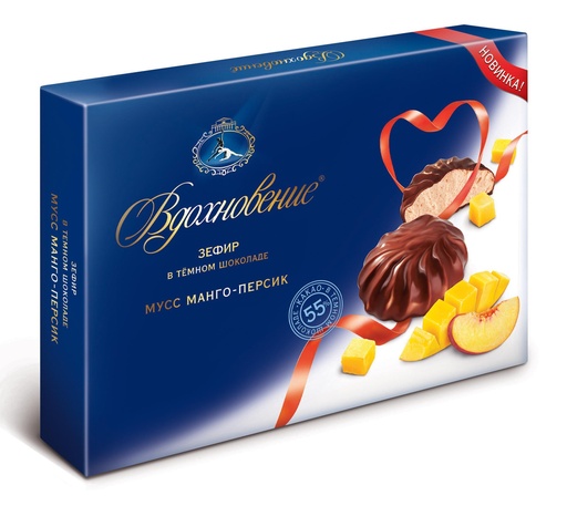 [08_01_0240] Marshmallow Зефир "Вдохновение" в темном шоколаде Мусc Манго Персик 1/200gr 6pc /Uniconf 01/  08_01_0240