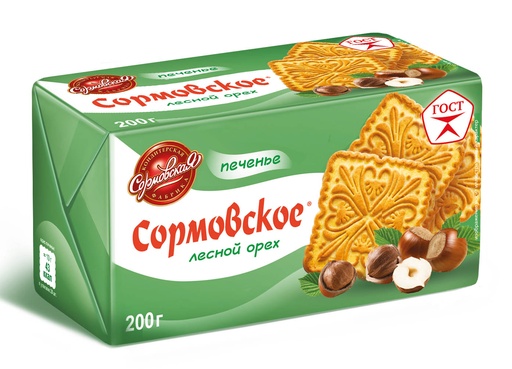 [09_01_0030] Cookies Biscuits Печенье "Сормовское" лесной орех 1/200gr 24pc /Uniconf 01/  09_01_0030