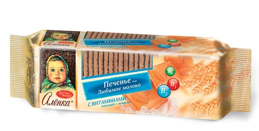 [09_01_0070] Cookies Biscuits Печенье "Аленка" вкус любимое молоко 1/190gr 15рс /Uniconf 01/  09_01_0070