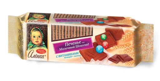 [09_01_0080] Cookies Biscuits Печенье "Аленка" вкус молочний шоколад 1/190gr 15рс /Uniconf 01/  09_01_0080